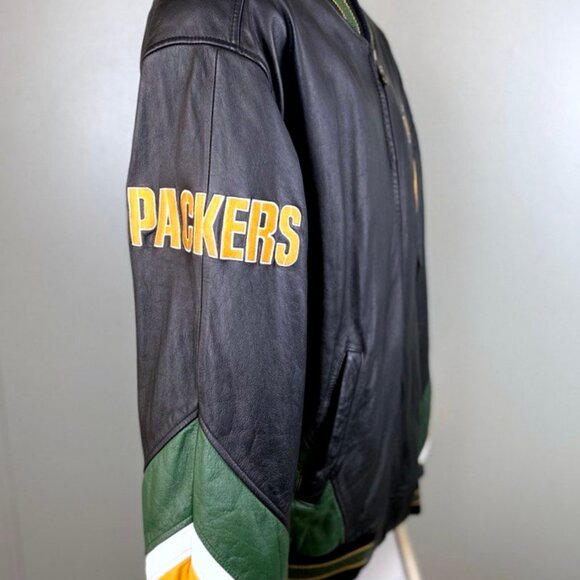 Green Bay Packers Leather Jacket by G-III Cow Leather High Quality LARGE - Picture 9 of 12